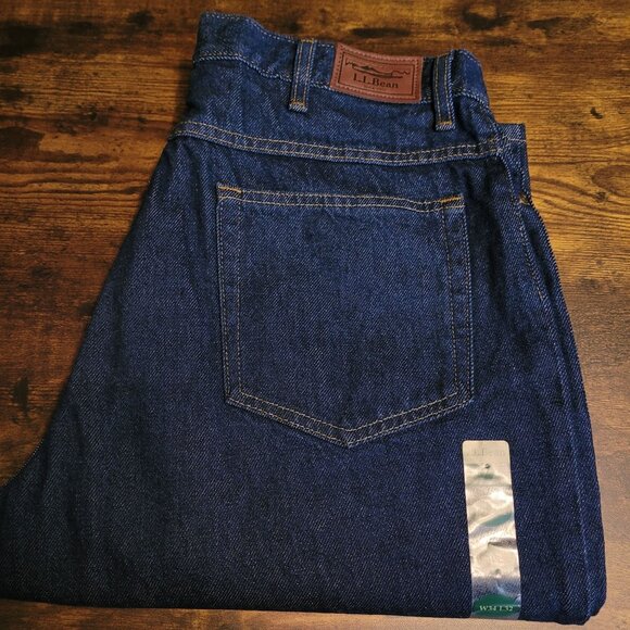 LL Bean Jeans 34x32 Measures 32x32 Relaxed Fit Dbl L Straight Dark Wash NWT - Picture 3 of 10